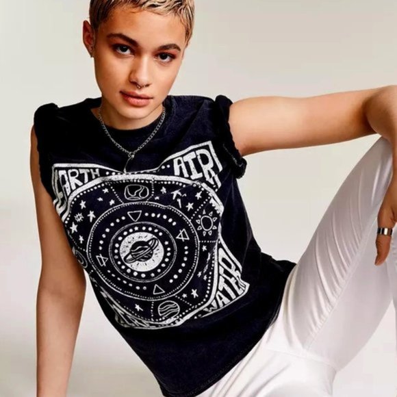 JUNK FOOD EARTH WIND FIRE WATER GRAPHIC TEE TOP XS - Picture 2 of 4